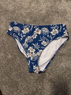 High-Waist Blue Floral Bikini Bottom